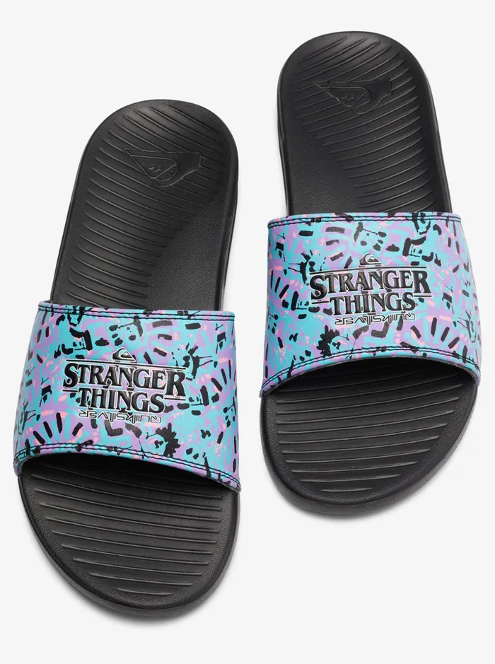 Men Quiksilver Sandals Quiksilver X Stranger Things Lenora Hills Bright Coast Slide Sandals Black 1 Men Quiksilver Sandals Quiksilver X Stranger Things Lenora Hills Bright Coast Slide Sandals Black 1