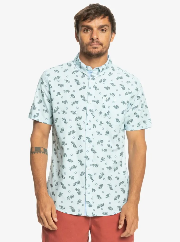 Men Quiksilver Shirts and Polos From Ocean To Paradise Short Sleeve Shirt Sky Blue From Ocean Men Quiksilver Shirts and Polos From Ocean To Paradise Short Sleeve Shirt Sky Blue From Ocean
