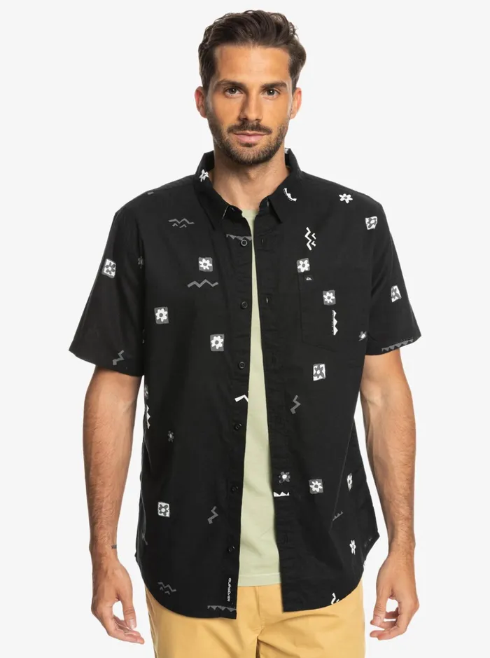 Men Quiksilver Shirts and Polos Mini Mark Short Sleeve Shirt Black Mini Mark Men Quiksilver Shirts and Polos Mini Mark Short Sleeve Shirt Black Mini Mark