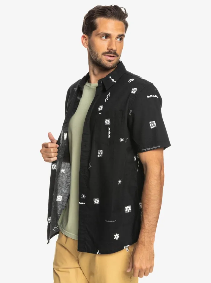 Men Quiksilver Shirts and Polos Mini Mark Short Sleeve Shirt Black Mini Mark Men Quiksilver Shirts and Polos Mini Mark Short Sleeve Shirt Black Mini Mark