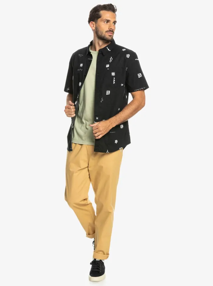Men Quiksilver Shirts and Polos Mini Mark Short Sleeve Shirt Black Mini Mark Men Quiksilver Shirts and Polos Mini Mark Short Sleeve Shirt Black Mini Mark