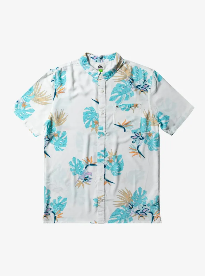 Men Quiksilver Shirts and Polos The Floral Short Sleeve Shirt Snow White Floral Ss