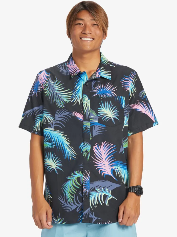 Men Quiksilver Shirts and Polos Tropical Glitch Short Sleeve Shirt Black Tropical Glitch Men Quiksilver Shirts and Polos Tropical Glitch Short Sleeve Shirt Black Tropical Glitch