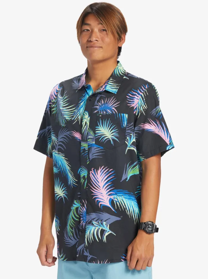 Men Quiksilver Shirts and Polos Tropical Glitch Short Sleeve Shirt Black Tropical Glitch Men Quiksilver Shirts and Polos Tropical Glitch Short Sleeve Shirt Black Tropical Glitch