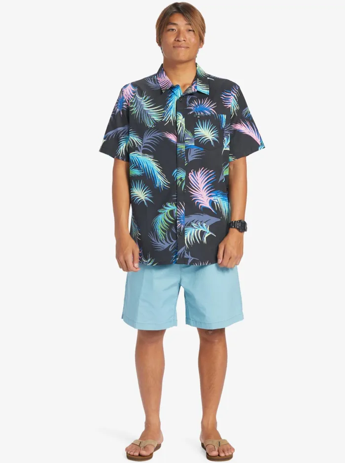 Men Quiksilver Shirts and Polos Tropical Glitch Short Sleeve Shirt Black Tropical Glitch Men Quiksilver Shirts and Polos Tropical Glitch Short Sleeve Shirt Black Tropical Glitch