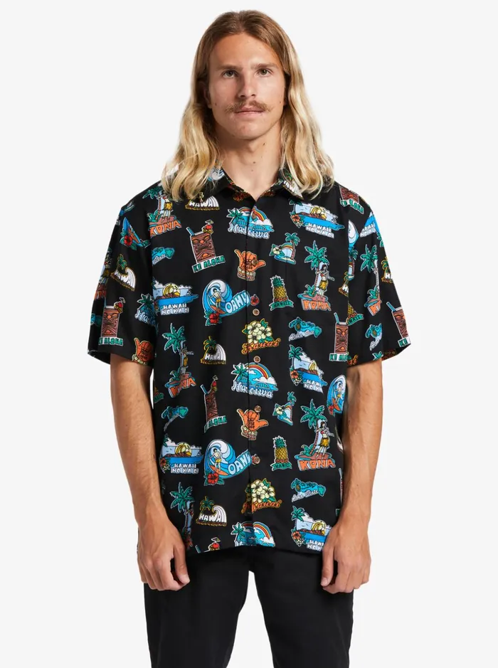 Men Quiksilver Shirts and Polos Waterman Island Souvenir Short Sleeve Shirt Black Island Souvinier Men Quiksilver Shirts and Polos Waterman Island Souvenir Short Sleeve Shirt Black Island Souvinier