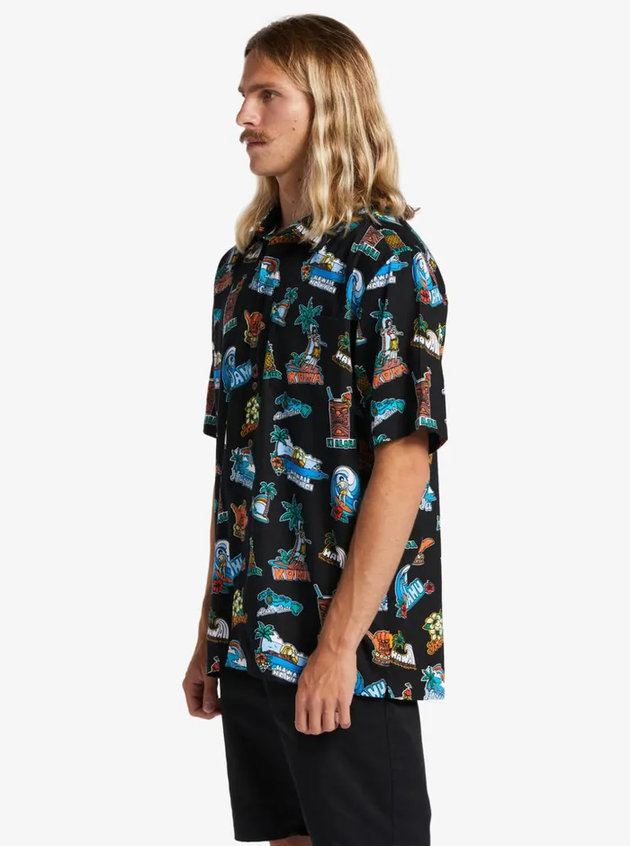 Men Quiksilver Shirts and Polos Waterman Island Souvenir Short Sleeve Shirt Black Island Souvinier Men Quiksilver Shirts and Polos Waterman Island Souvenir Short Sleeve Shirt Black Island Souvinier