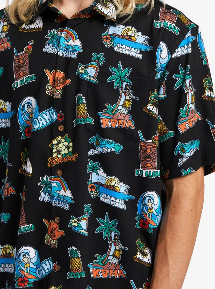 Men Quiksilver Shirts and Polos Waterman Island Souvenir Short Sleeve Shirt Black Island Souvinier Men Quiksilver Shirts and Polos Waterman Island Souvenir Short Sleeve Shirt Black Island Souvinier