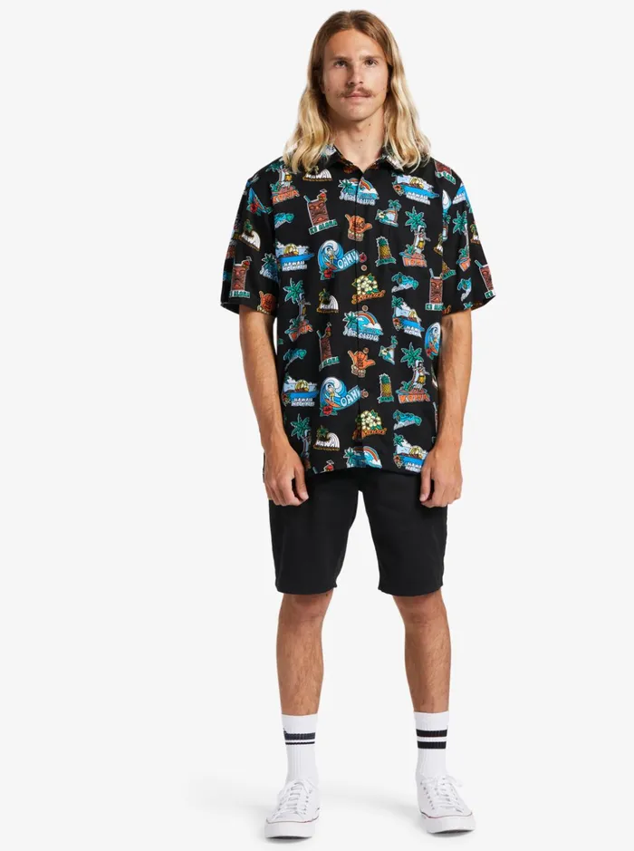 Men Quiksilver Shirts and Polos Waterman Island Souvenir Short Sleeve Shirt Black Island Souvinier Men Quiksilver Shirts and Polos Waterman Island Souvenir Short Sleeve Shirt Black Island Souvinier