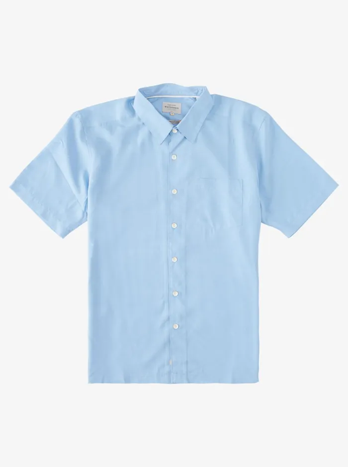 Men Quiksilver Shirts and Polos Waterman Kings Cliff Short Sleeve Shirt Dusk Blue Kings Cliff Men Quiksilver Shirts and Polos Waterman Kings Cliff Short Sleeve Shirt Dusk Blue Kings Cliff