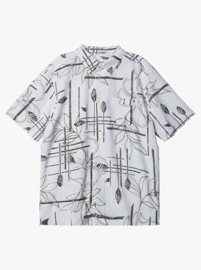 Men Quiksilver Shirts and Polos Waterman Paddle Out Short Sleeve Shirt White