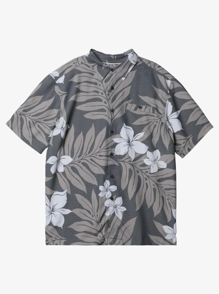 Men Quiksilver Shirts and Polos Waterman Shonan Short Sleeve Shirt Dark Slate