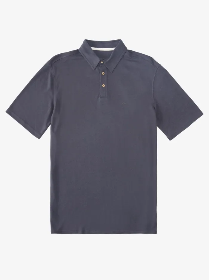 Men Quiksilver Shirts and Polos Waterman Waterpolo Short Sleeve Polo Shirt Blue Nights