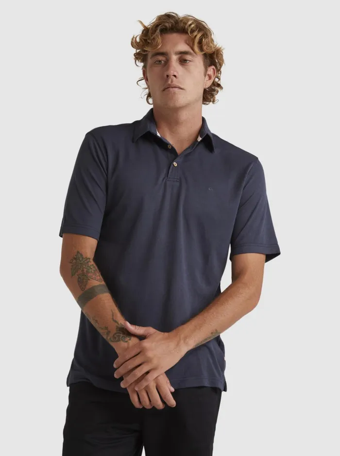 Men Quiksilver Shirts and Polos Waterman Waterpolo Short Sleeve Polo Shirt Blue Nights Men Quiksilver Shirts and Polos Waterman Waterpolo Short Sleeve Polo Shirt Blue Nights