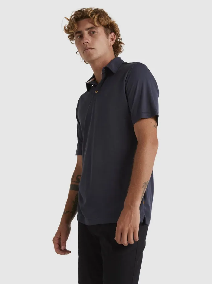 Men Quiksilver Shirts and Polos Waterman Waterpolo Short Sleeve Polo Shirt Blue Nights Men Quiksilver Shirts and Polos Waterman Waterpolo Short Sleeve Polo Shirt Blue Nights