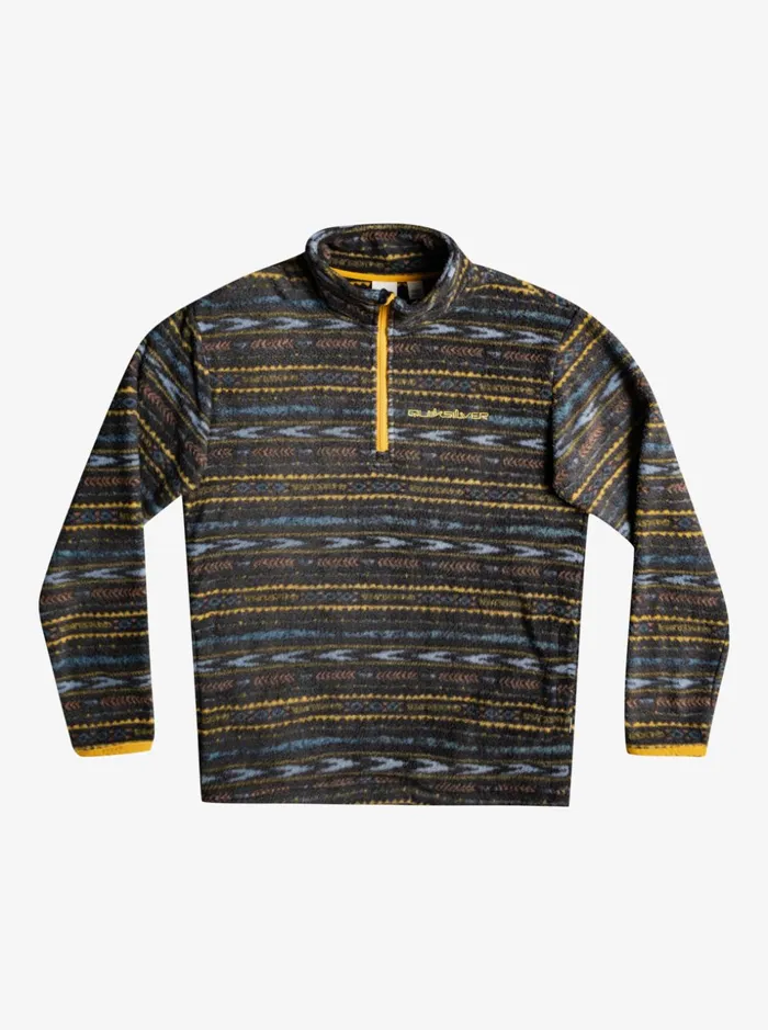 Men Quiksilver Sweatshirts and Hoodies Clean Coasts QuarterZip Fleece Pullover Tarmac Tribal Fuzz