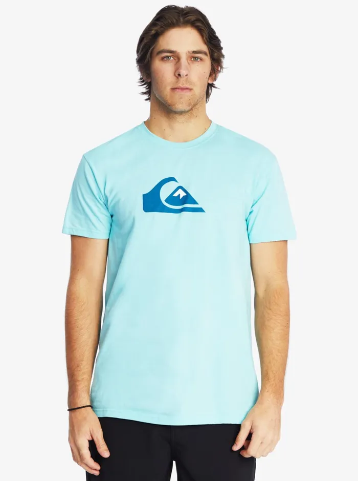Men Quiksilver Tees Comp Logo TShirt Angel Blue Men Quiksilver Tees Comp Logo TShirt Angel Blue