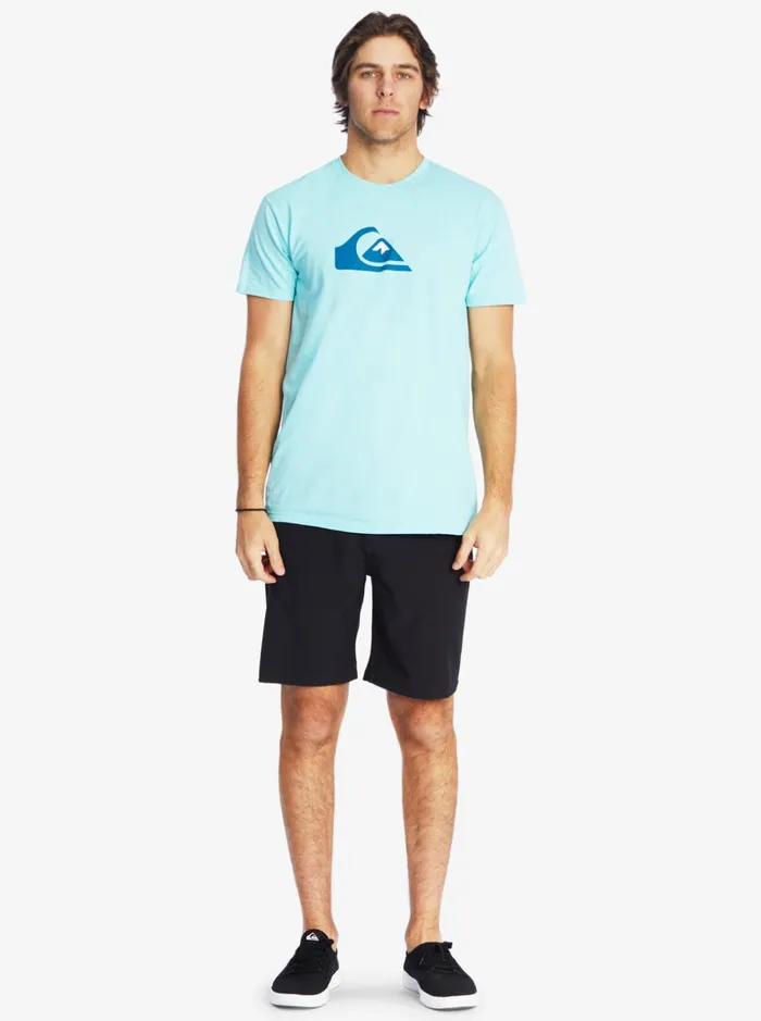 Men Quiksilver Tees Comp Logo TShirt Angel Blue Men Quiksilver Tees Comp Logo TShirt Angel Blue
