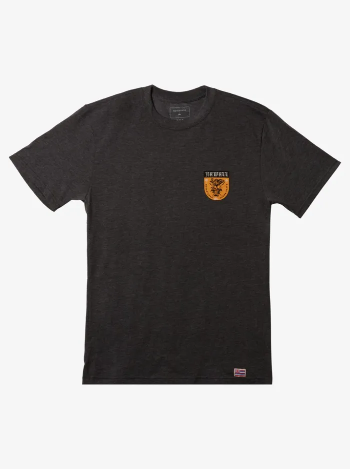 Men Quiksilver Tees Hawaii Ikaika Shield Tshirt Charcoal Heather