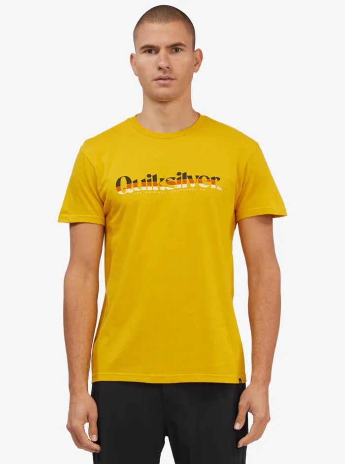 Men Quiksilver Tees Primary Colors TShirt Nugget Gold Men Quiksilver Tees Primary Colors TShirt Nugget Gold
