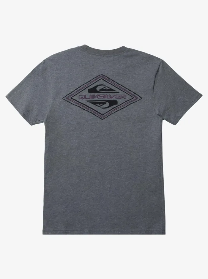 Men Quiksilver Tees Reverse Logo Mod Tshirt Medium Grey Heather