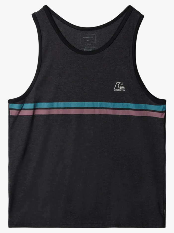 Men Quiksilver Tees Striped Flow Tank Top Charcoal Heather