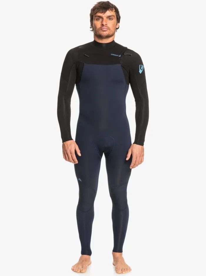 Men Quiksilver Wetsuits 32 Everyday Sessions ChestZip Wetsuit Dark Navyblack