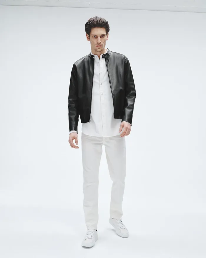 Men Rag and Bone Coats and Jackets Archive Leather Caf Racer Black