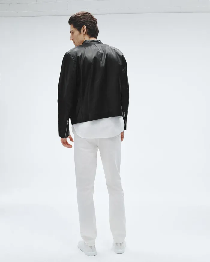 Men Rag and Bone Coats and Jackets Archive Leather Caf Racer Black