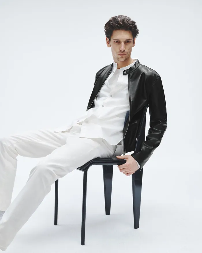 Men Rag and Bone Coats and Jackets Archive Leather Caf Racer Black