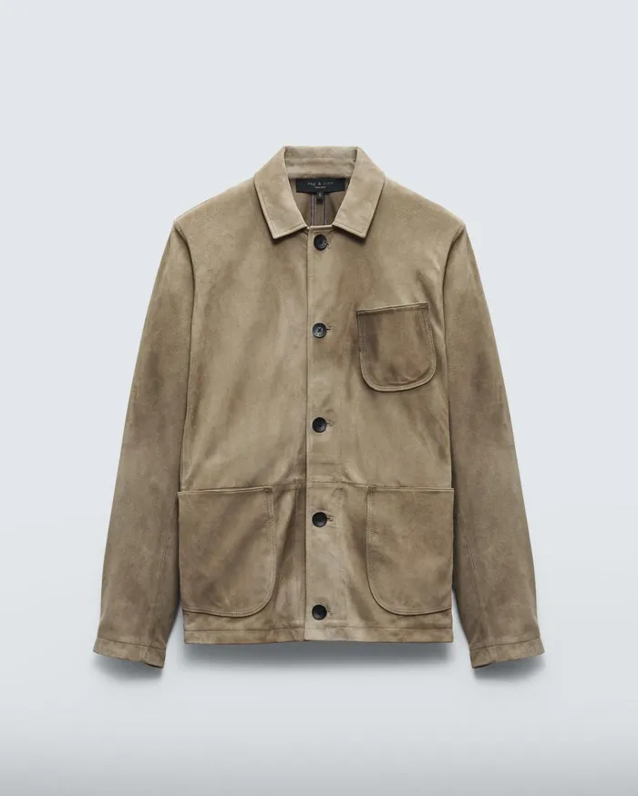 Men Rag and Bone Coats and Jackets Evan Suede Chore Jacket Ocean Grey Men Rag and Bone Coats and Jackets Evan Suede Chore Jacket Ocean Grey