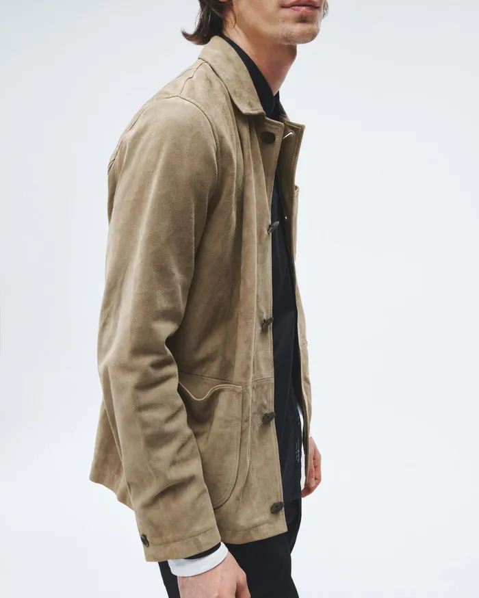 Men Rag and Bone Coats and Jackets Evan Suede Chore Jacket Ocean Grey Men Rag and Bone Coats and Jackets Evan Suede Chore Jacket Ocean Grey