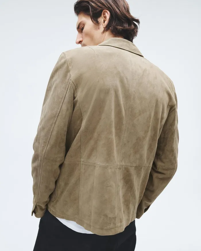 Men Rag and Bone Coats and Jackets Evan Suede Chore Jacket Ocean Grey Men Rag and Bone Coats and Jackets Evan Suede Chore Jacket Ocean Grey