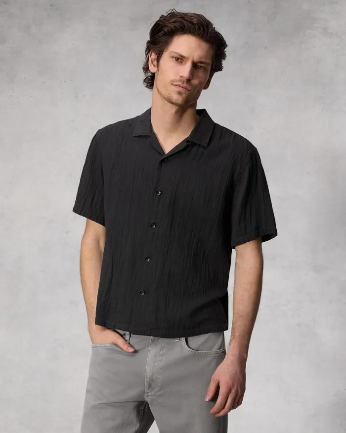 Men Rag and Bone Shirts Avery Resort Gauze Shirt Phantom