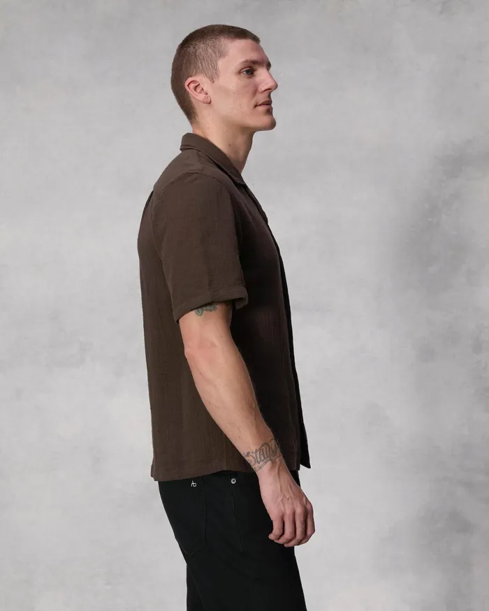 Men Rag and Bone Shirts Avery Resort Gauze Shirt Washed Brown Men Rag and Bone Shirts Avery Resort Gauze Shirt Washed Brown