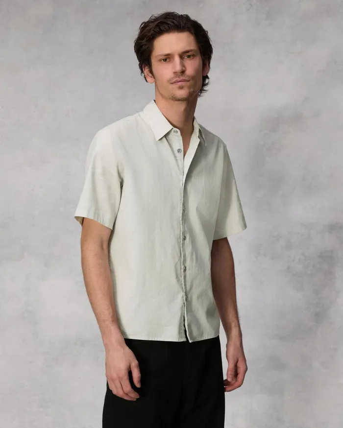 Men Rag and Bone Shirts Dalton Cotton Hemp Shirt Light Grey
