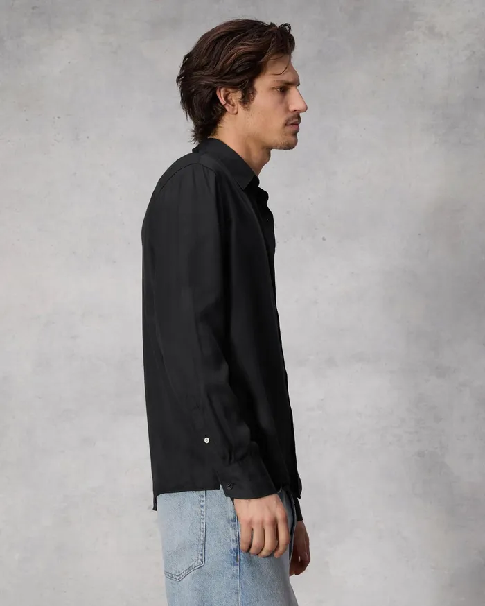 Men Rag and Bone Shirts Dalton Twill Long Sleeve Shirt Black Men Rag and Bone Shirts Dalton Twill Long Sleeve Shirt Black