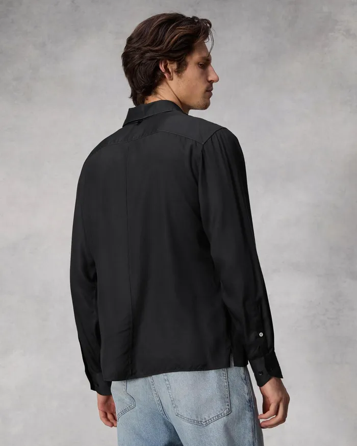 Men Rag and Bone Shirts Dalton Twill Long Sleeve Shirt Black Men Rag and Bone Shirts Dalton Twill Long Sleeve Shirt Black