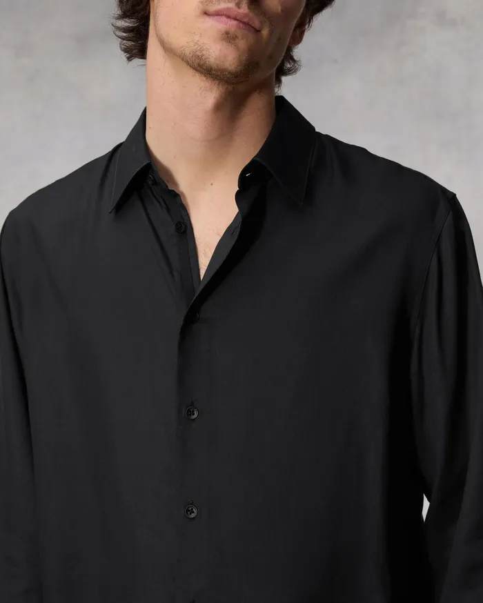 Men Rag and Bone Shirts Dalton Twill Long Sleeve Shirt Black Men Rag and Bone Shirts Dalton Twill Long Sleeve Shirt Black