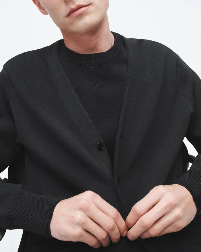 Men Rag and Bone Sweaters York Viscose Cardigan Black