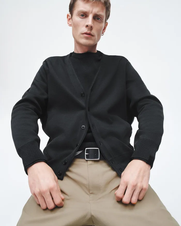 Men Rag and Bone Sweaters York Viscose Cardigan Black