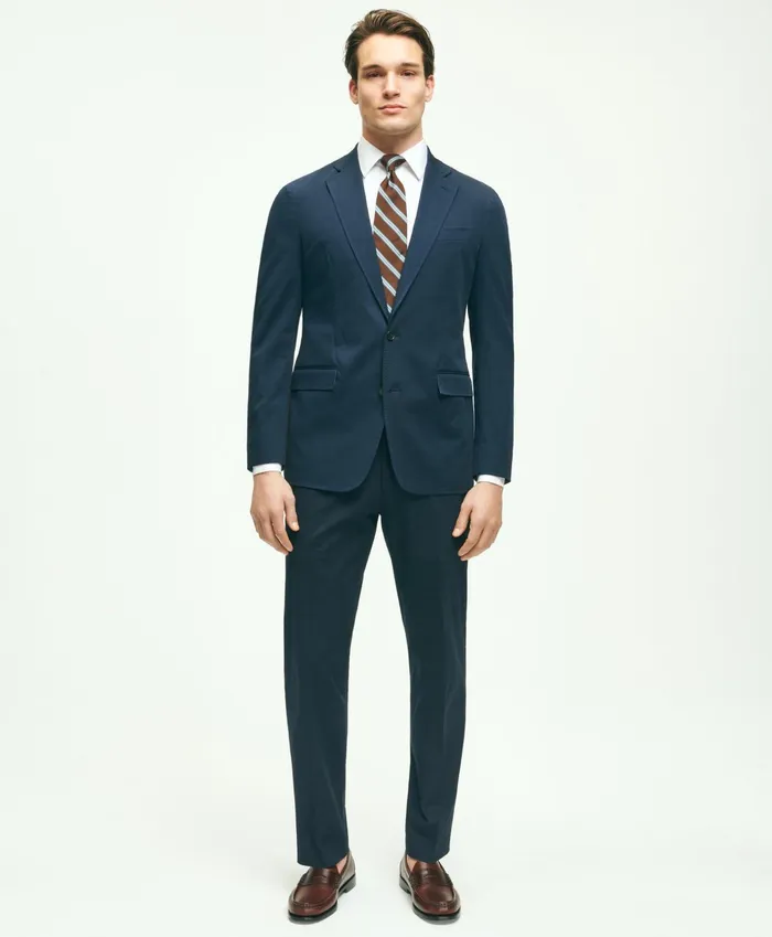Men Regent Fit Cotton Stretch Suit Jacket Navy Brooks Brothers Suits