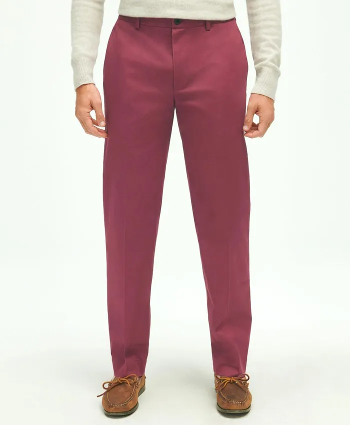 Men Regular Fit Stretch Cotton Advantage Chino Pants Wine Brooks Brothers Chinos and Casual Pants