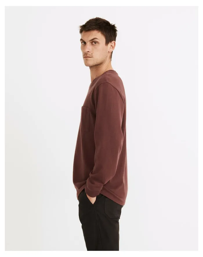 Men Relaxed Long Sleeve Tee Dark Fig Madewell Tees Men Relaxed Long Sleeve Tee Dark Fig Madewell Tees