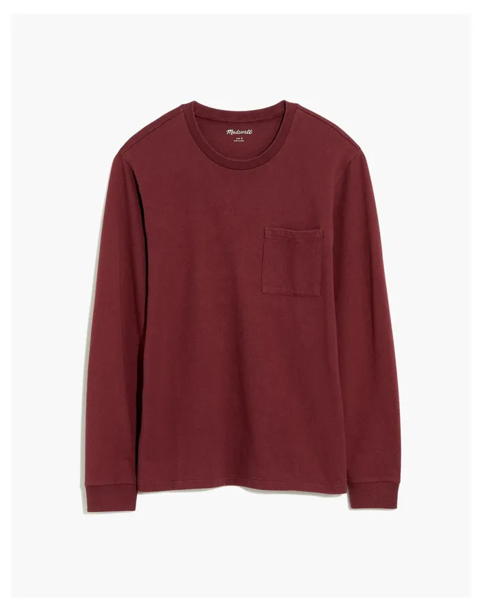 Men Relaxed Long Sleeve Tee Dark Fig Madewell Tees Men Relaxed Long Sleeve Tee Dark Fig Madewell Tees