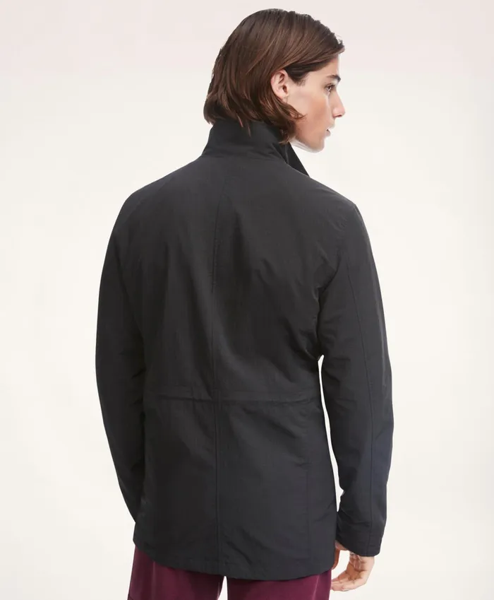 Men Safari Jacket In WaterRepellent Ripstop Black Brooks Brothers Coats and Jackets