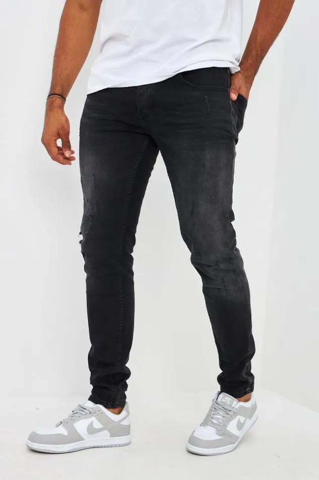 Men Scratched Brentiny Jean In Black Black Brentiny Paris Jeans