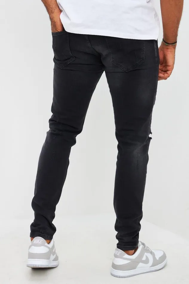 Men Scratched Brentiny Jean In Black Black Brentiny Paris Jeans