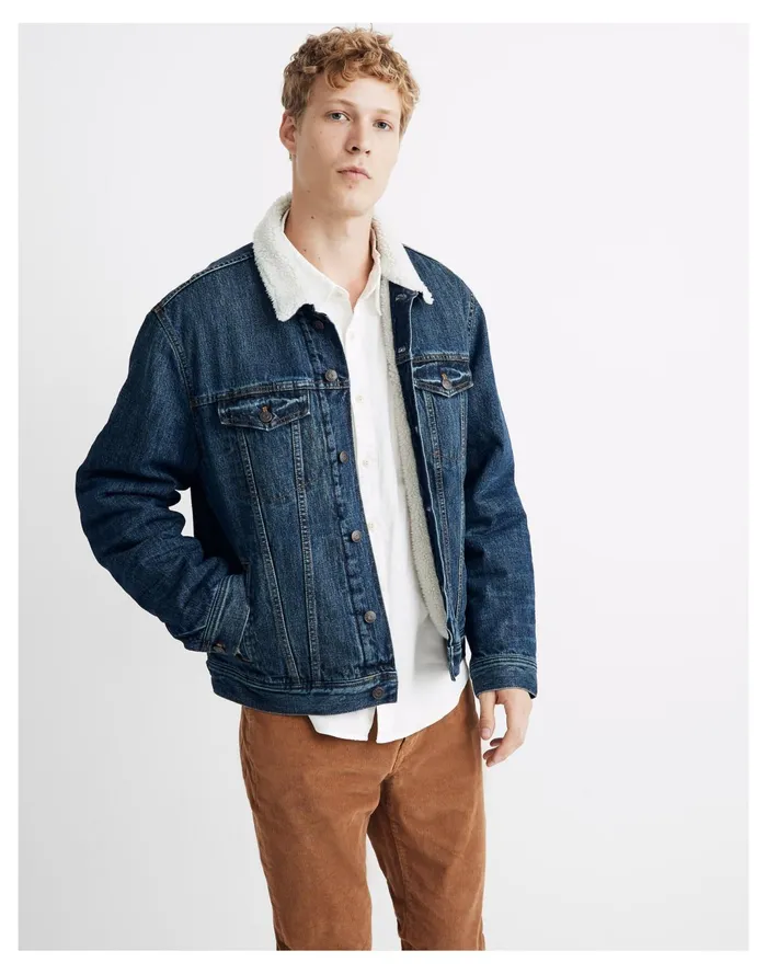 Men Sherpa Classic Jean Jacket In Edmonson Wash Edmonson Wash Madewell Jackets