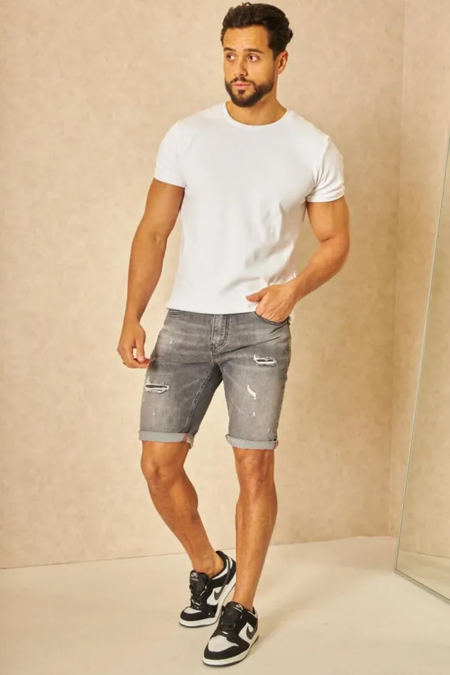 Men Short Gris Dlav Et Dchir Grey Brentiny Paris Shorts
